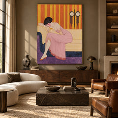 Quiet in Rose Silk - front-view living-room hero - expressive contemporary art painting