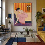 Quiet in Rose Silk - interior setting 3 - expressive contemporary art painting