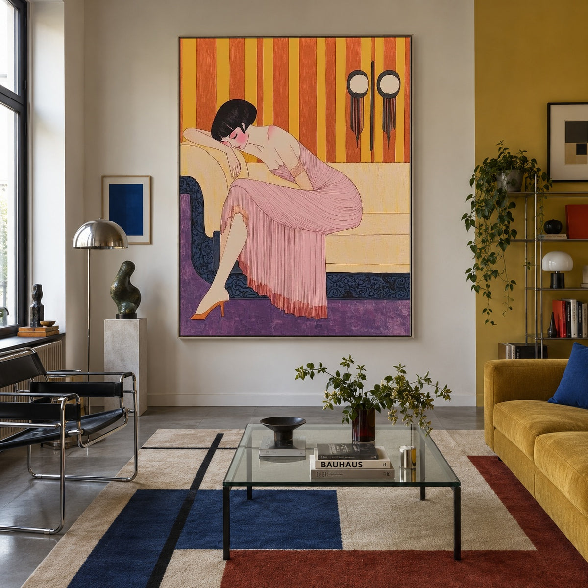 Quiet in Rose Silk - interior setting 3 - expressive contemporary art painting