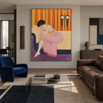 Quiet in Rose Silk - interior setting 5 - expressive contemporary art painting