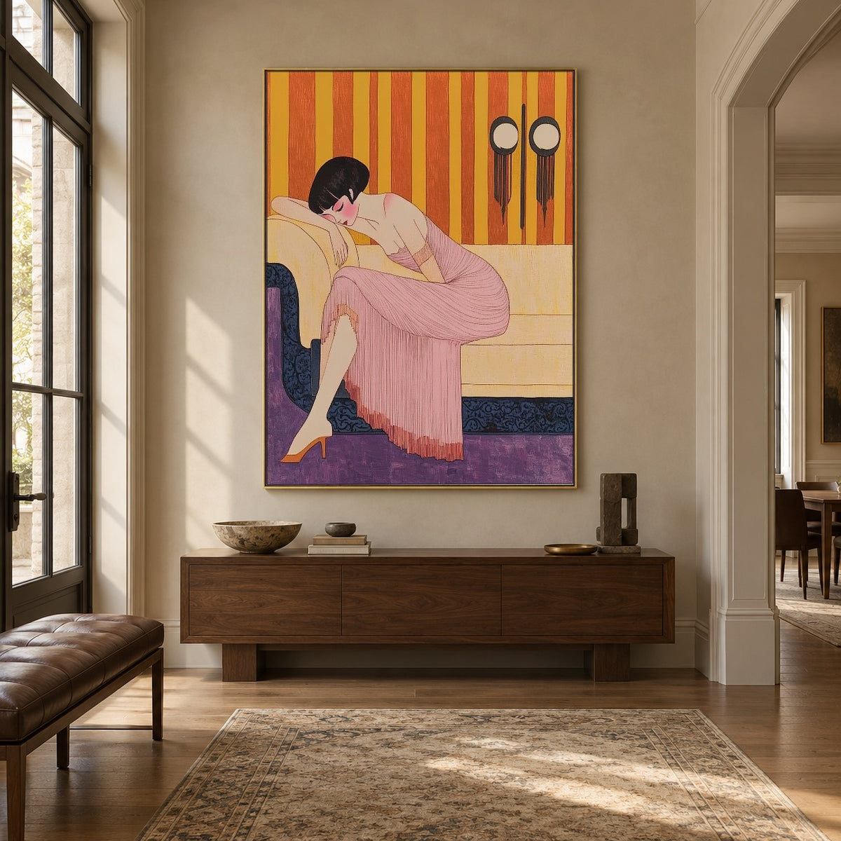Quiet in Rose Silk - interior setting 7 - expressive contemporary art painting