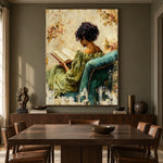 Reading Among Soft Blossoms - interior setting 7 - expressive contemporary art painting