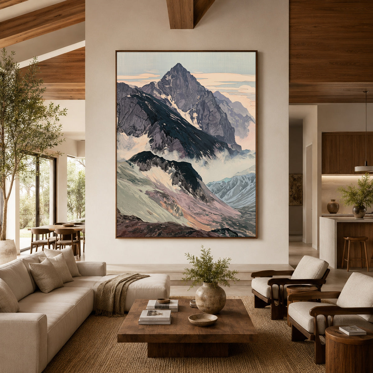 Ridges Above Drifting Mist - interior setting 3 - expressive contemporary art painting