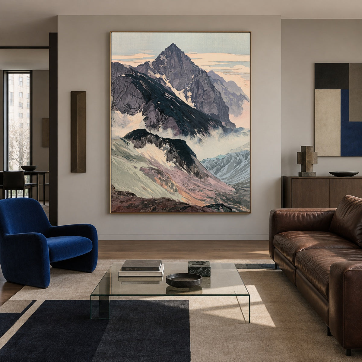 Ridges Above Drifting Mist - interior setting 4 - expressive contemporary art painting