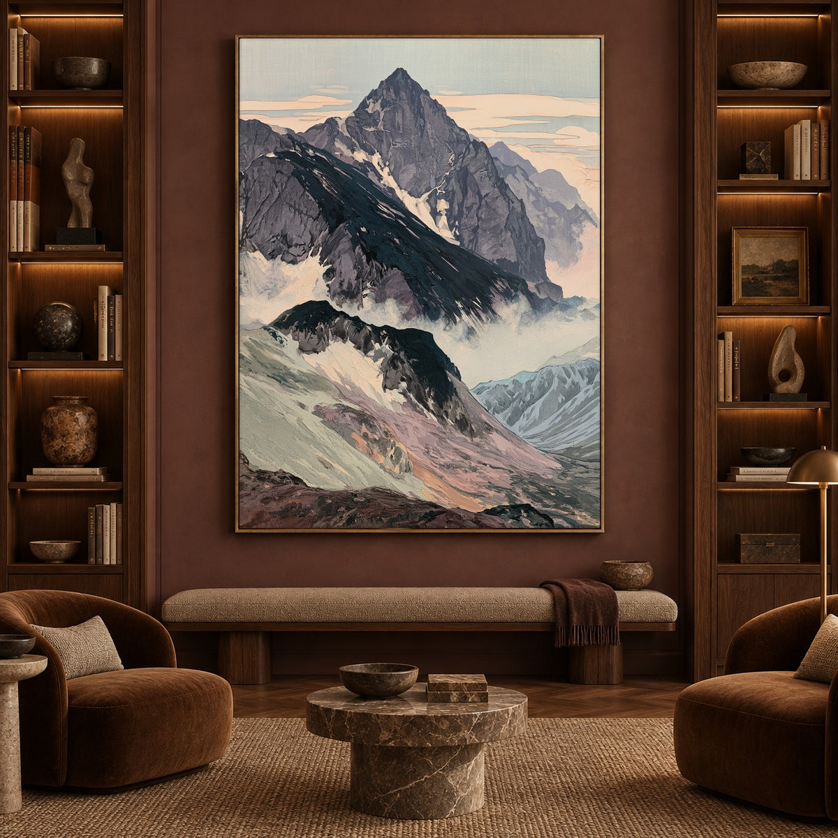 Ridges Above Drifting Mist - interior setting 7 - expressive contemporary art painting