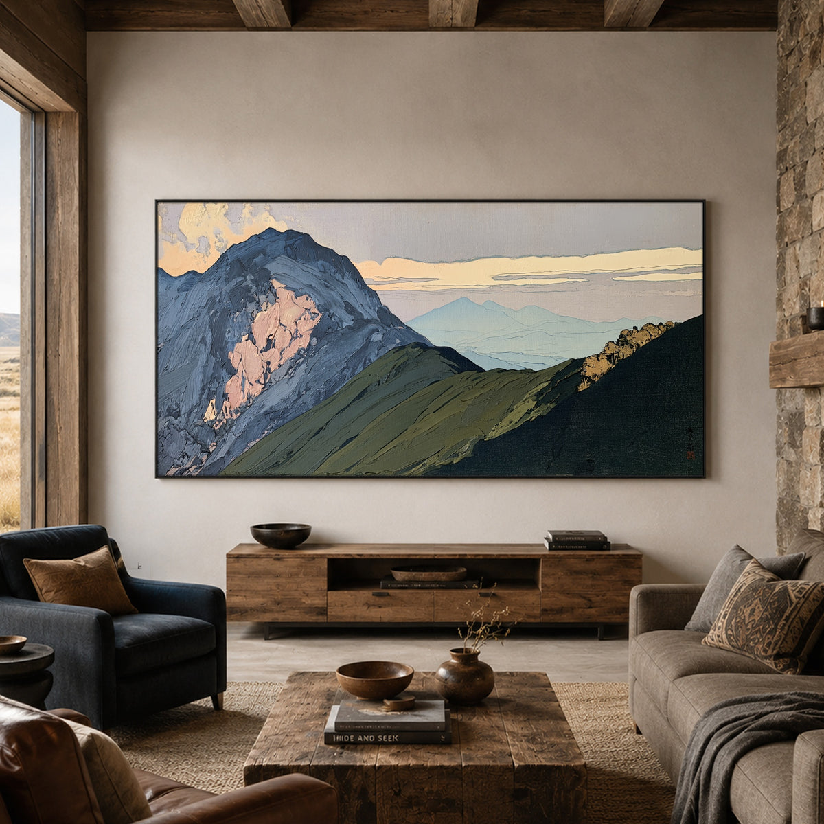 Ridges Before Daybreak - front-view living-room hero - expressive contemporary art painting