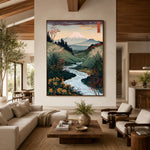 River Leading to Fuji - interior setting 4 - expressive contemporary art painting