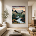 River Leading to Fuji - interior setting 5 - expressive contemporary art painting