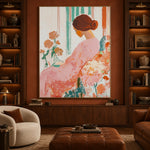 Rose Dress in Bloom - interior setting 6 - expressive contemporary art painting