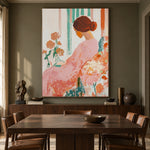 Rose Dress in Bloom - interior setting 7 - expressive contemporary art painting
