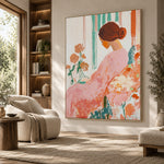 Rose Dress in Bloom - interior setting 8 - expressive contemporary art painting