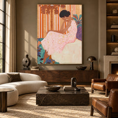 Rose Seat Reverie - front-view living-room hero - expressive contemporary art painting