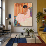Rose Seat Reverie - interior setting 3 - expressive contemporary art painting