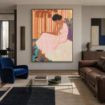 Rose Seat Reverie - interior setting 4 - expressive contemporary art painting