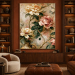 Roses Along the Vine - interior setting 3 - expressive contemporary art painting