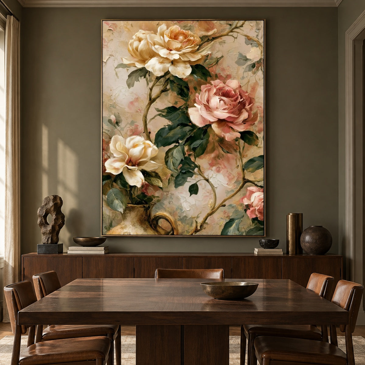 Roses Along the Vine - interior setting 4 - expressive contemporary art painting
