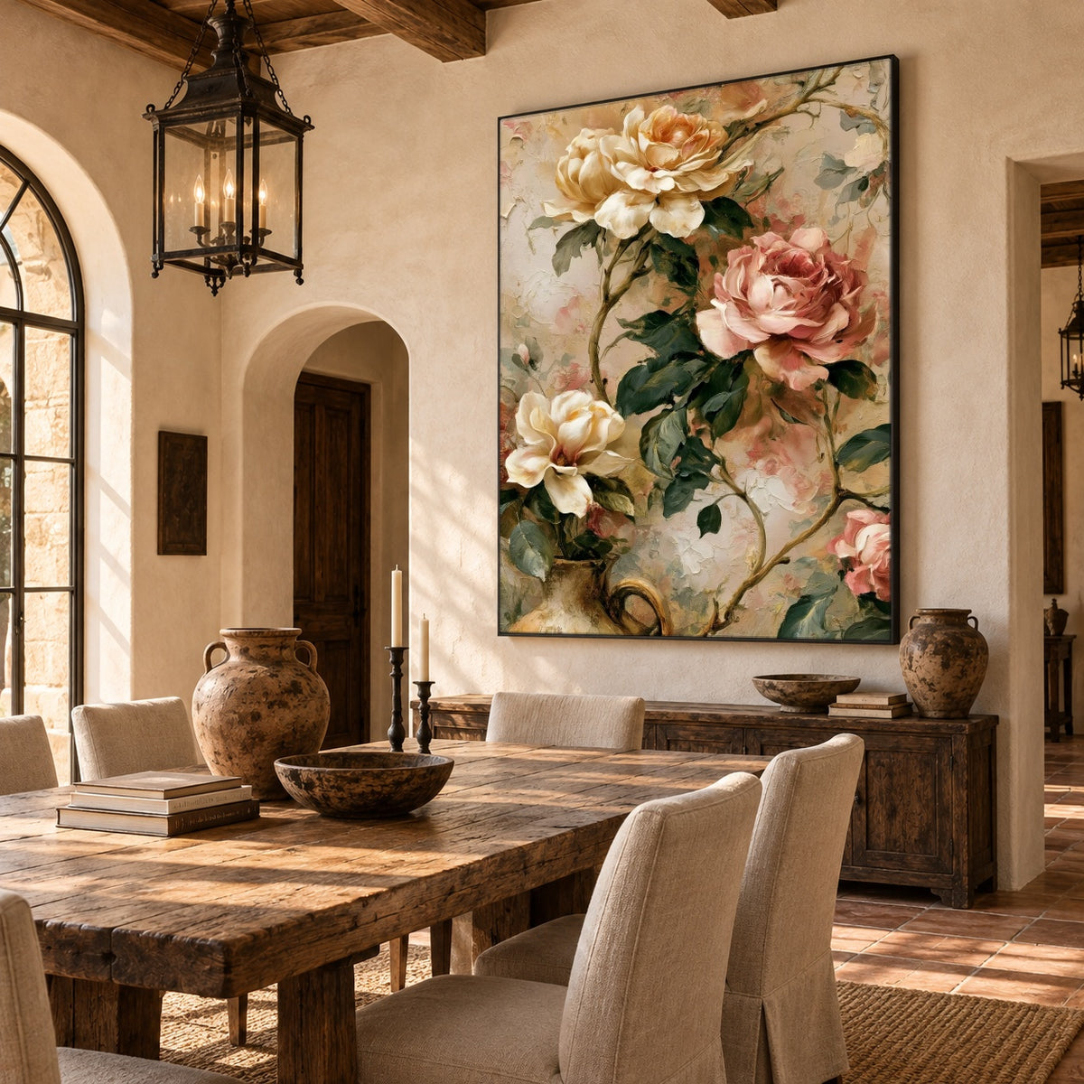 Roses Along the Vine - interior setting 6 - expressive contemporary art painting
