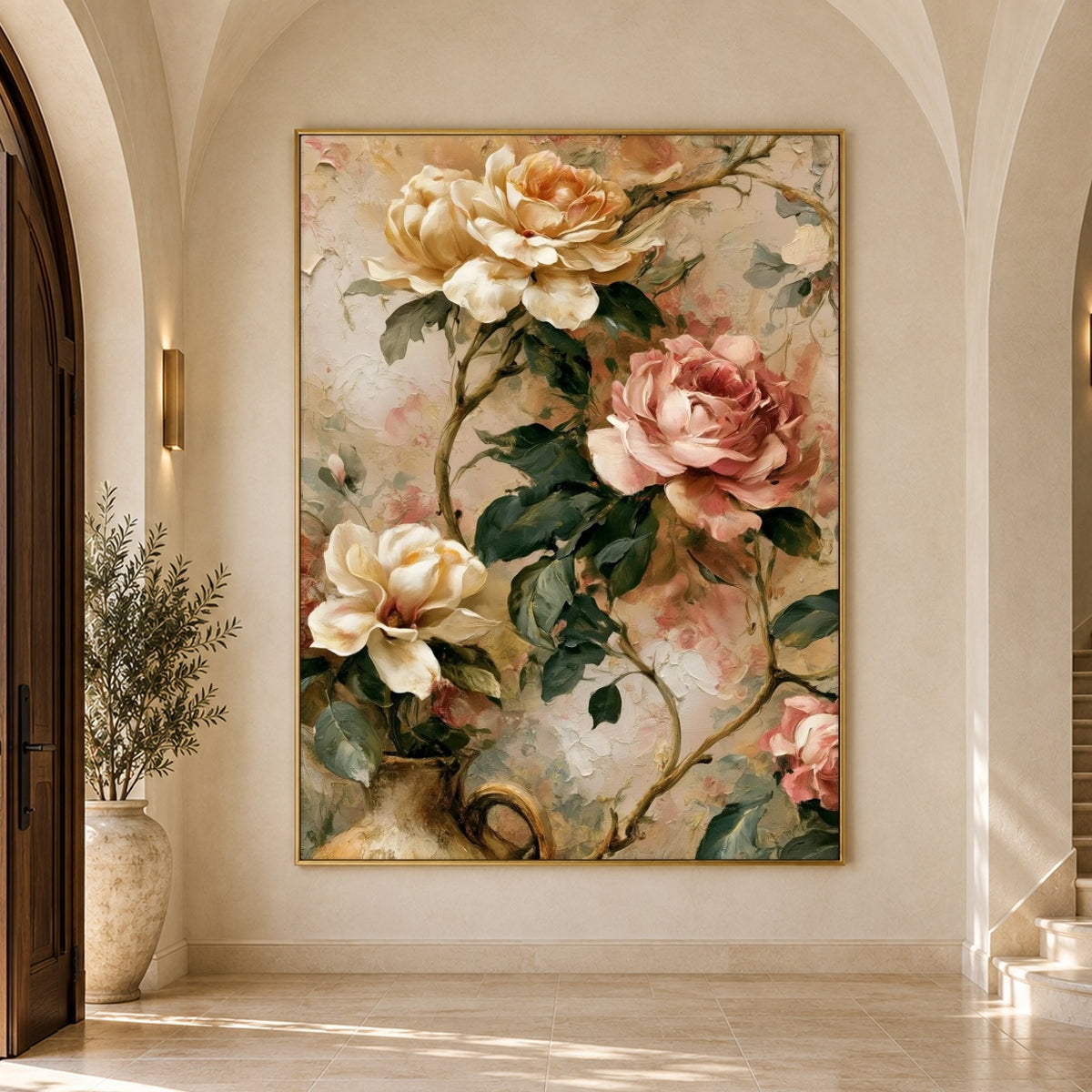 Roses Along the Vine - interior setting 7 - expressive contemporary art painting
