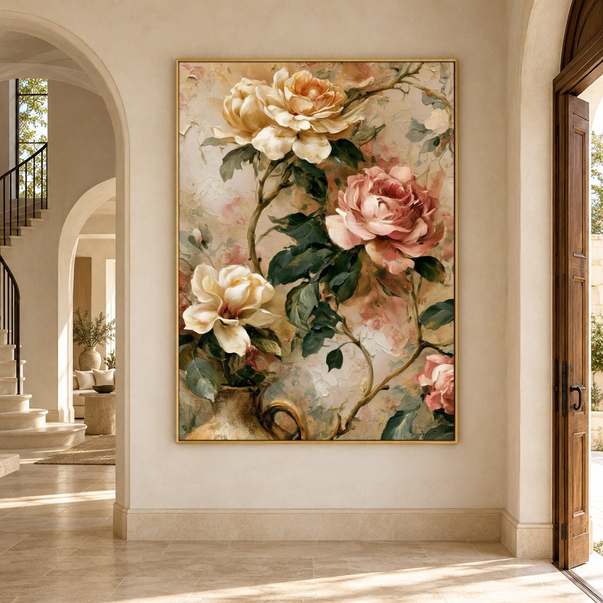 Roses Along the Vine - interior setting 8 - expressive contemporary art painting
