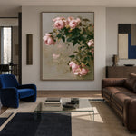 Roses in Gentle Air - front-view living-room hero - expressive contemporary art painting