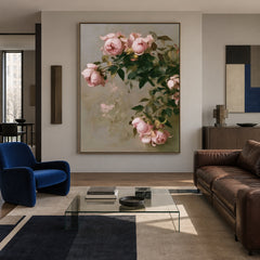 Roses in Gentle Air - front-view living-room hero - expressive contemporary art painting