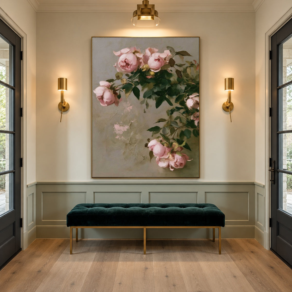 Roses in Gentle Air - interior setting 5 - expressive contemporary art painting