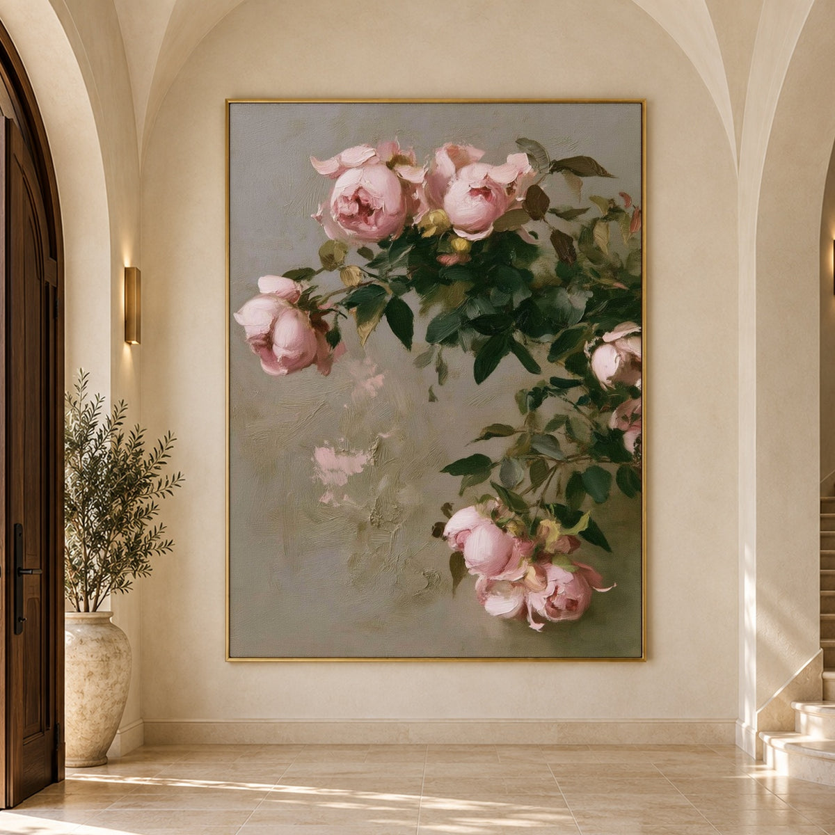 Roses in Gentle Air - interior setting 7 - expressive contemporary art painting
