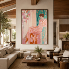 Rosewater Afternoon - front-view living-room hero - expressive contemporary art painting