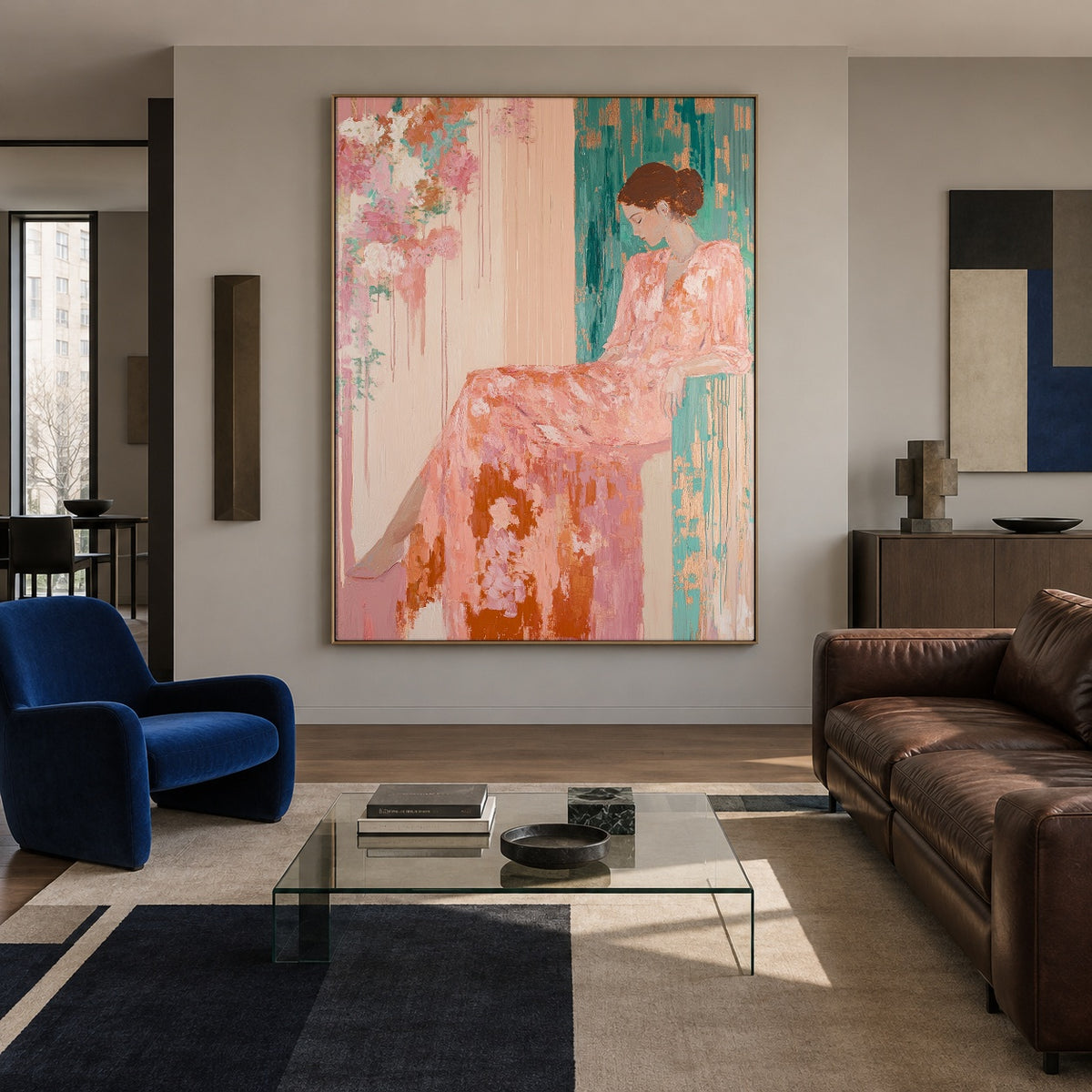 Rosewater Afternoon - interior setting 3 - expressive contemporary art painting