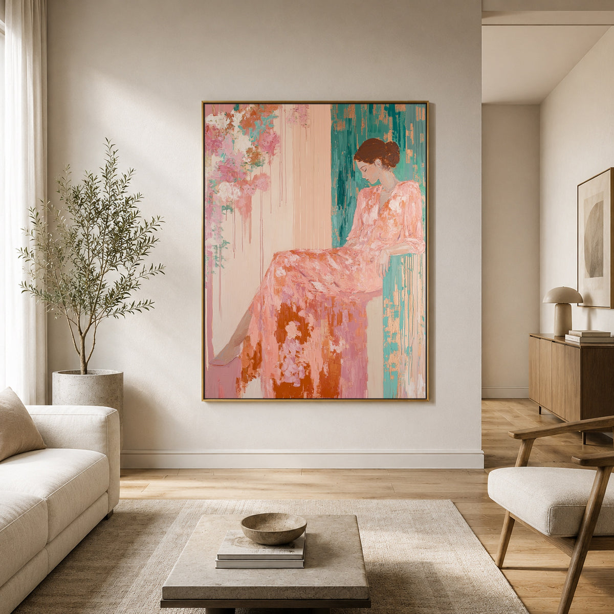 Rosewater Afternoon - interior setting 5 - expressive contemporary art painting