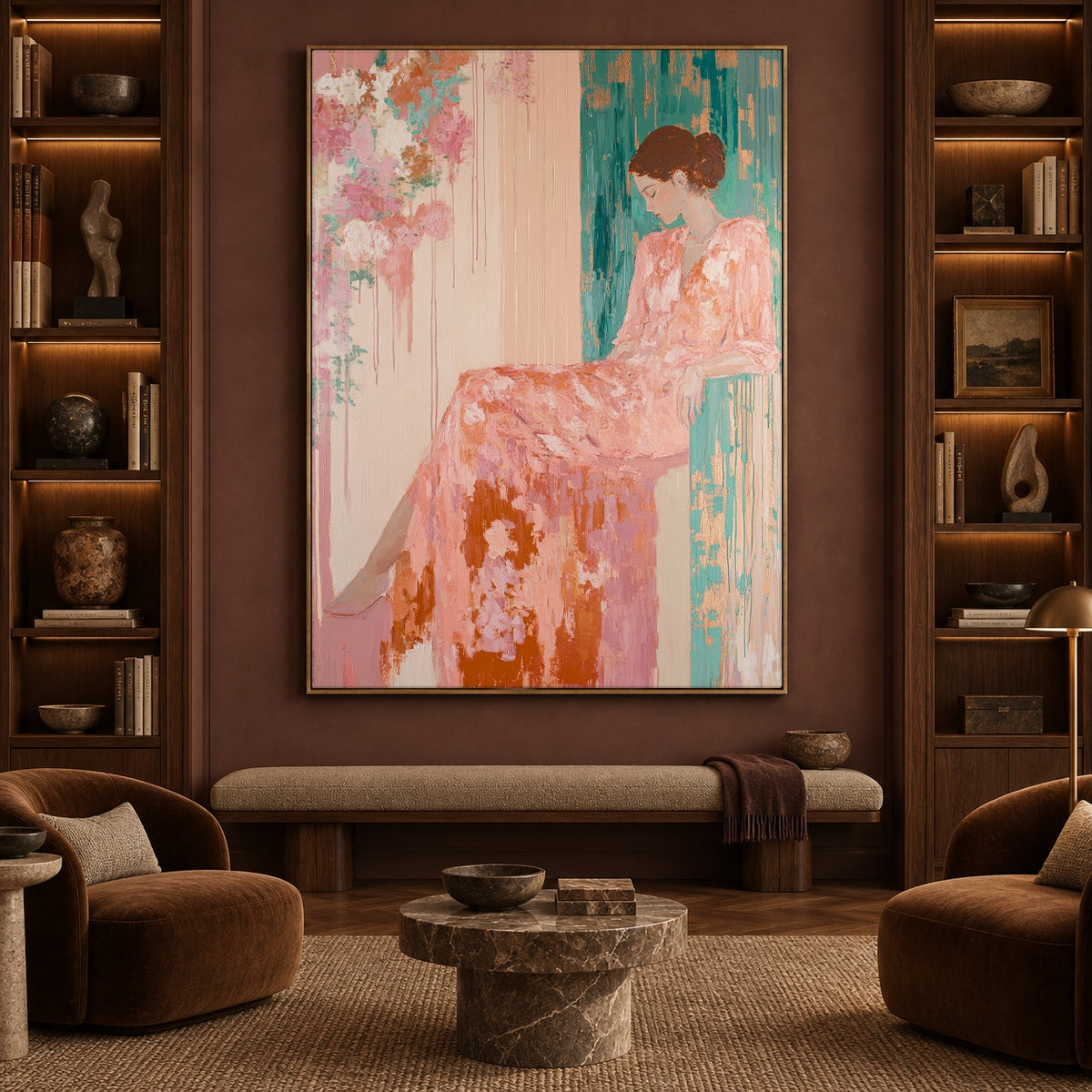 Rosewater Afternoon - interior setting 7 - expressive contemporary art painting