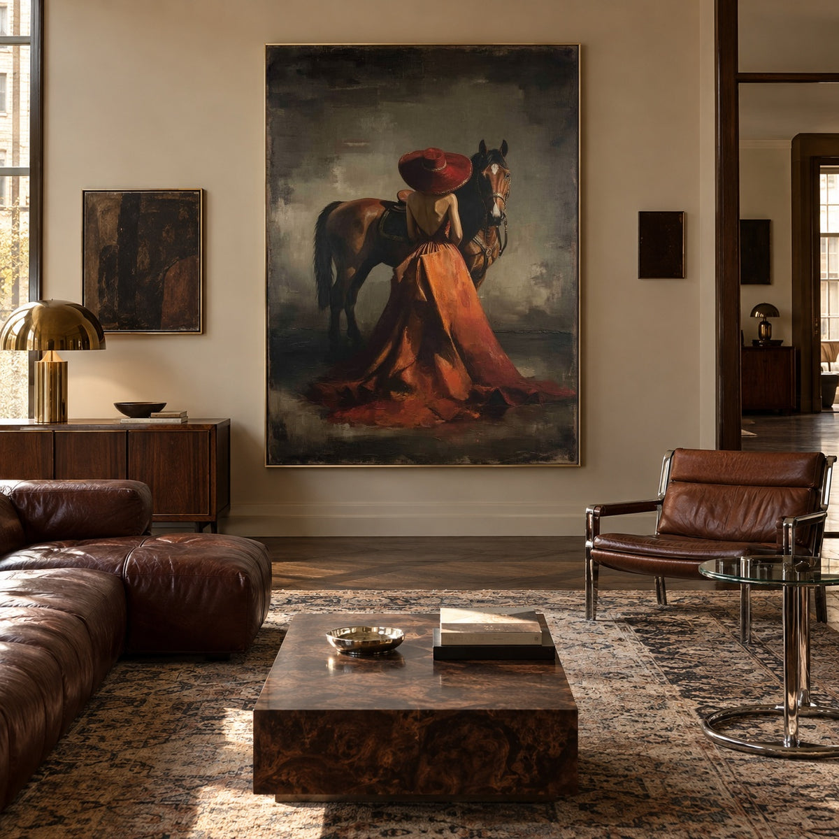 Rust and Quiet Reins - interior setting 3 - expressive contemporary art painting