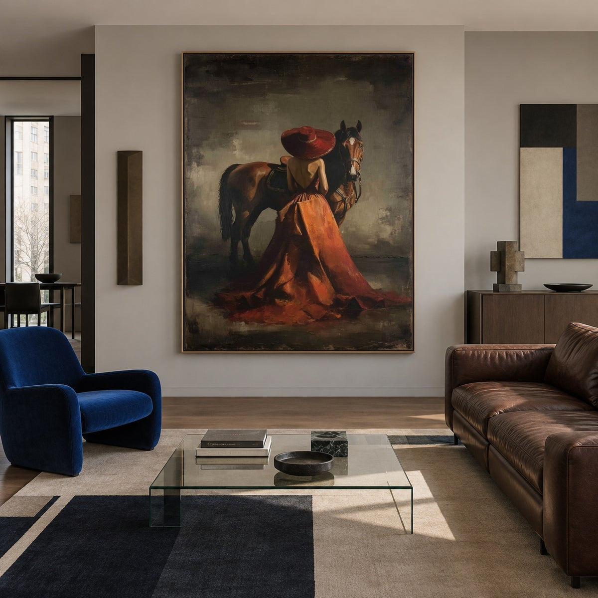 Rust and Quiet Reins - interior setting 4 - expressive contemporary art painting
