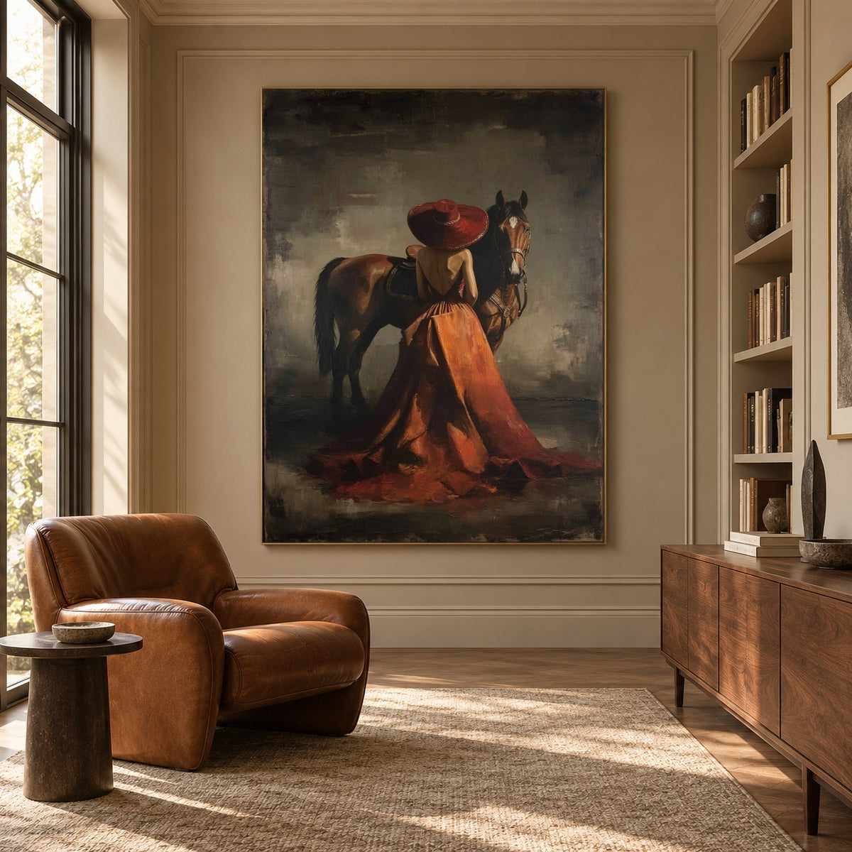 Rust and Quiet Reins - interior setting 5 - expressive contemporary art painting