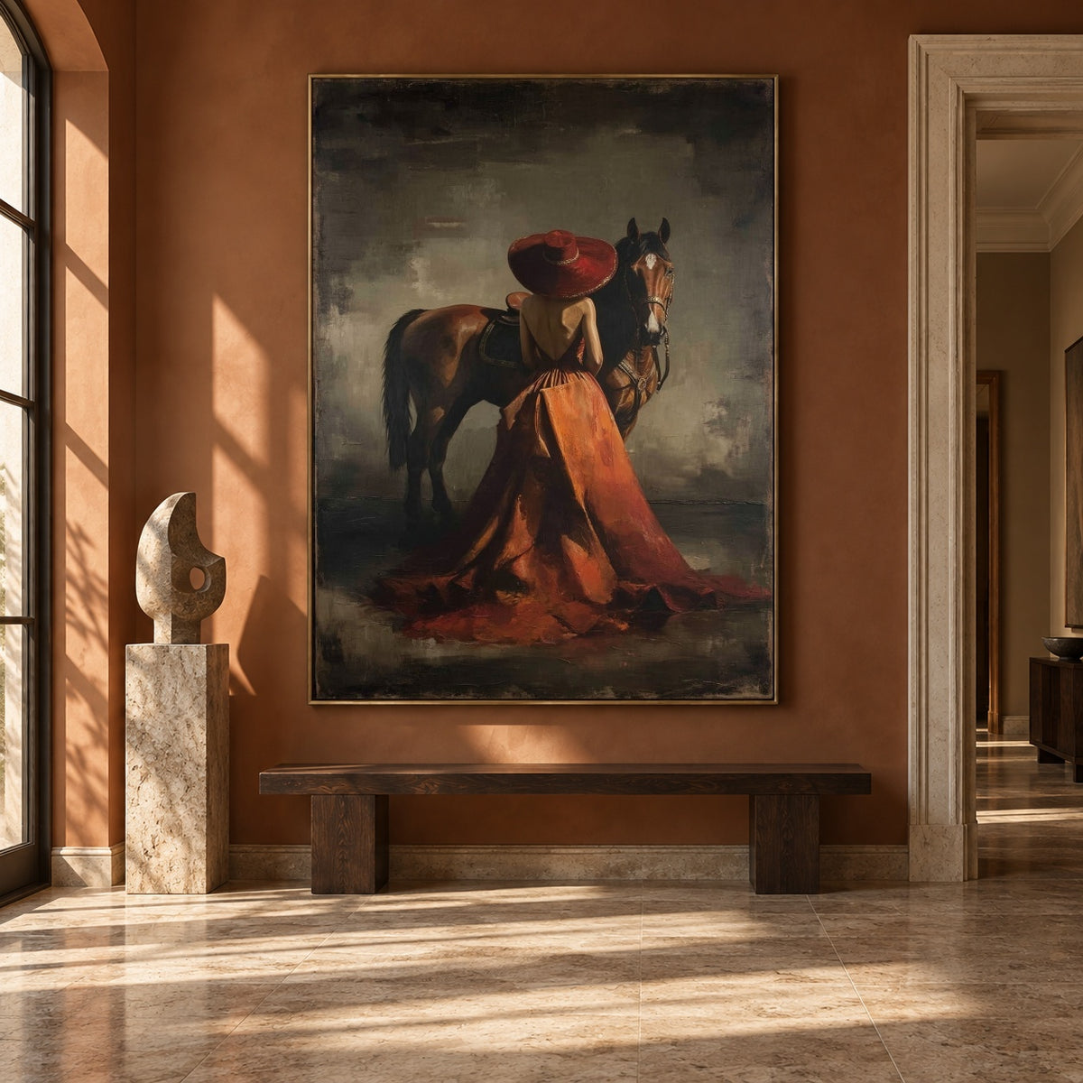 Rust and Quiet Reins - interior setting 7 - expressive contemporary art painting