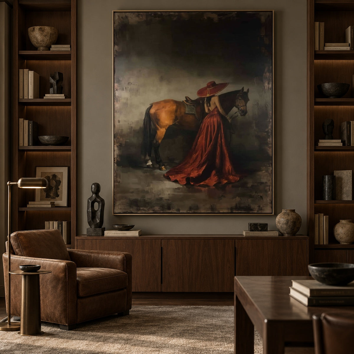 Rust Velvet Companion - front-view living-room hero - expressive contemporary art painting