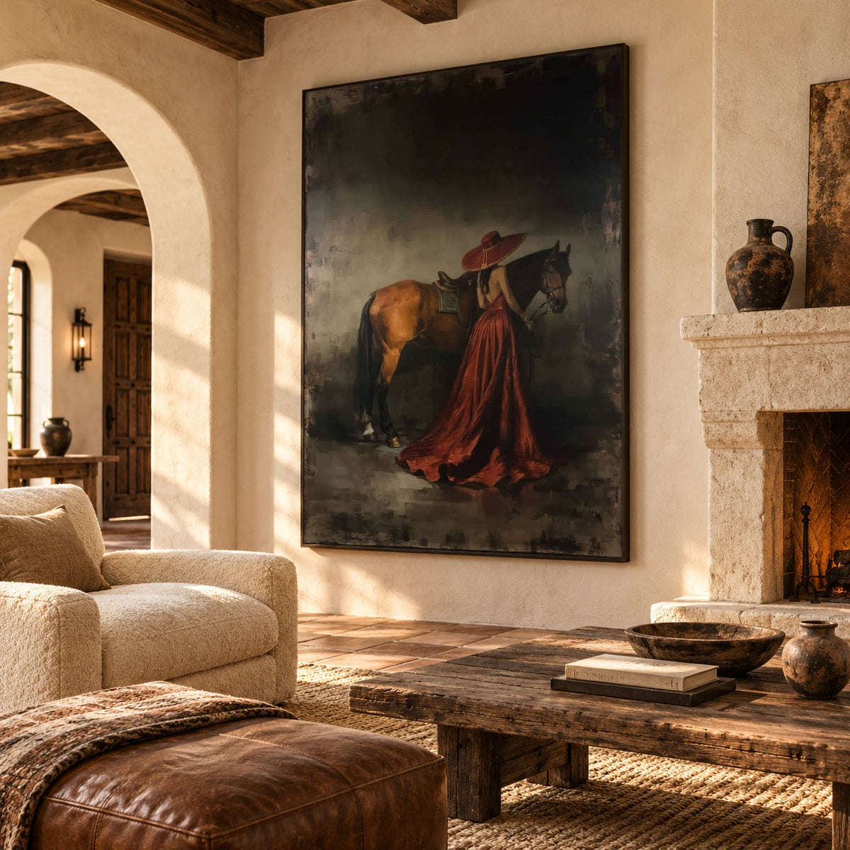 Rust Velvet Companion - oblique view - expressive contemporary art painting