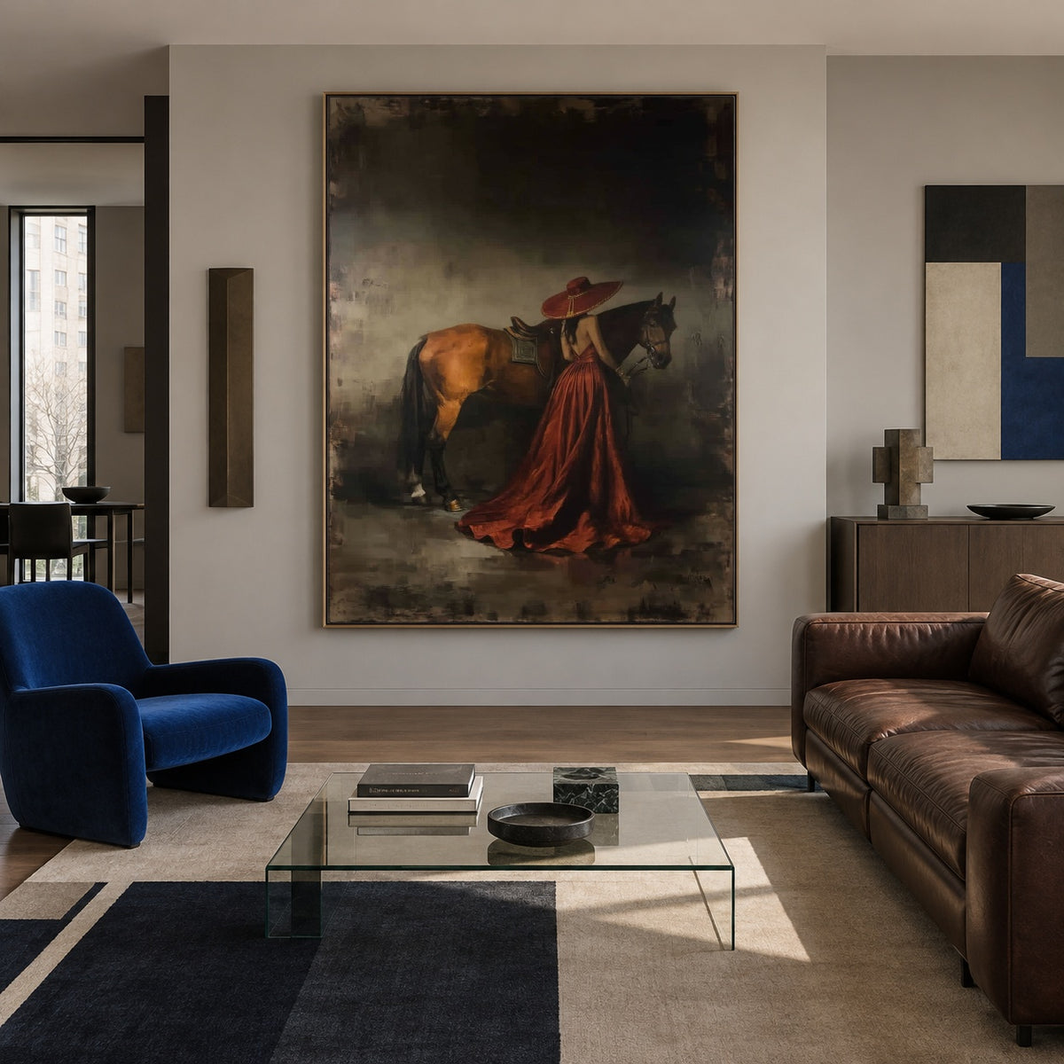 Rust Velvet Companion - interior setting 4 - expressive contemporary art painting