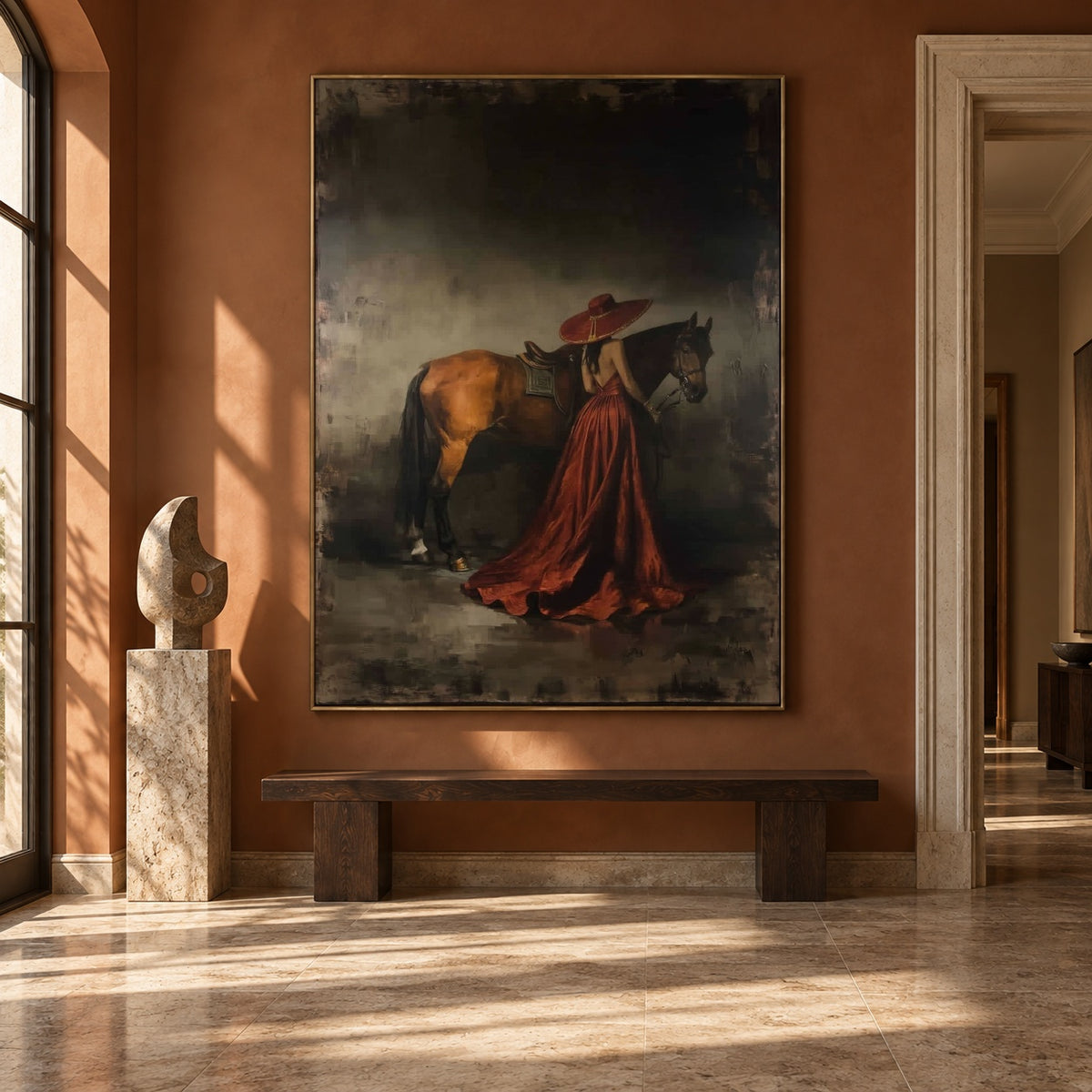 Rust Velvet Companion - interior setting 6 - expressive contemporary art painting