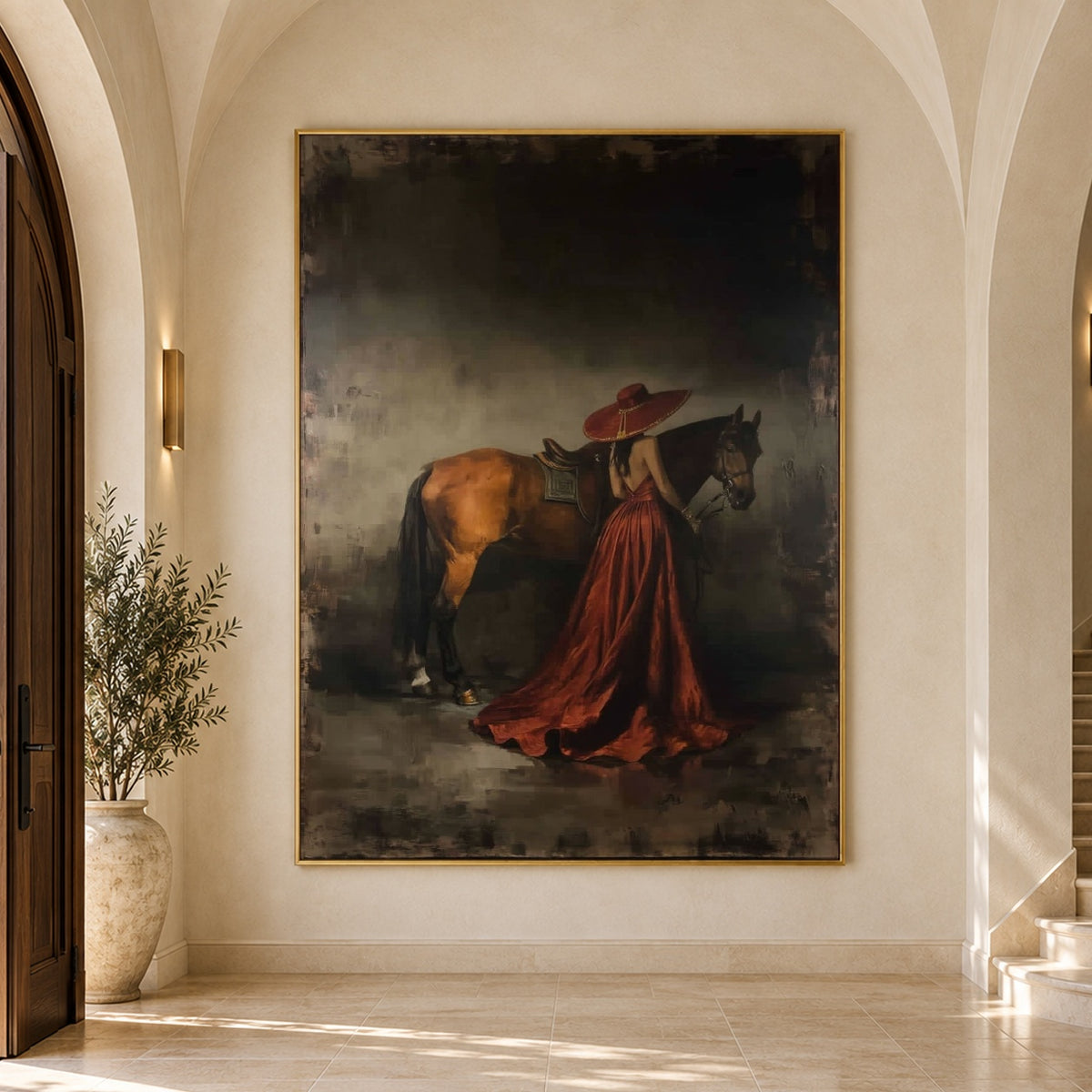 Rust Velvet Companion - interior setting 8 - expressive contemporary art painting