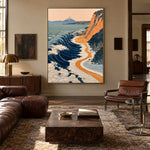 Saffron Cliffs Blue Tide - interior setting 4 - expressive contemporary art painting