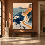 Saffron Cliffs Blue Tide - interior setting 8 - expressive contemporary art painting
