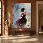 Scarlet Hem in Motion - interior setting 7 - expressive contemporary art painting