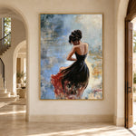 Scarlet Hem in Motion - interior setting 8 - expressive contemporary art painting