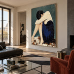 Sheltered in Stillness - oblique view - expressive contemporary art painting