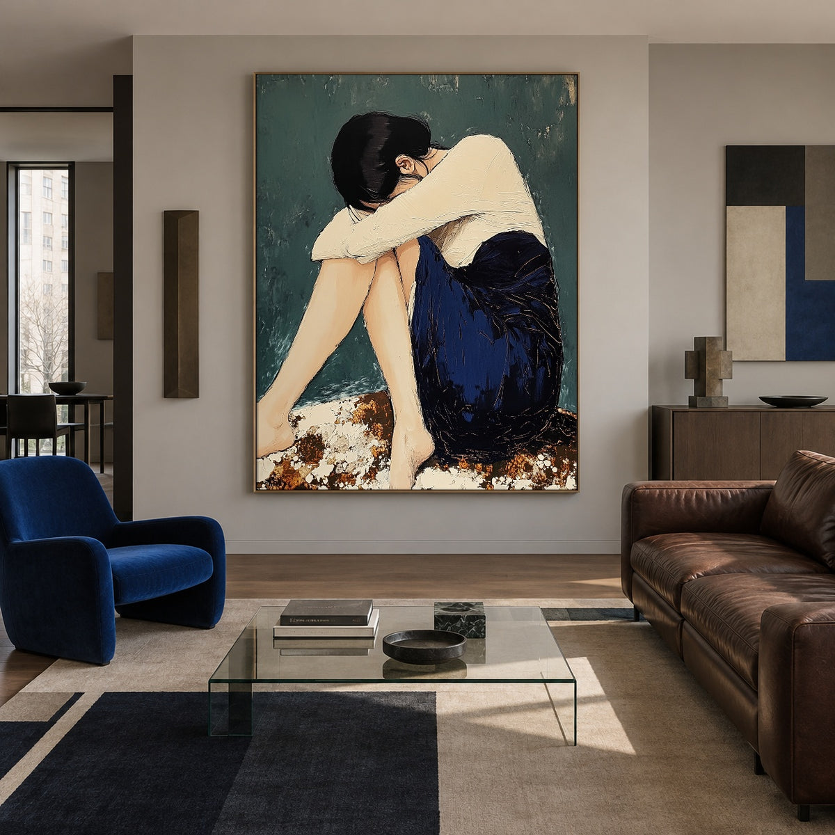 Sheltered in Stillness - interior setting 3 - expressive contemporary art painting