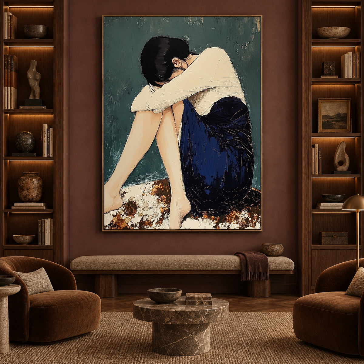 Sheltered in Stillness - interior setting 4 - expressive contemporary art painting
