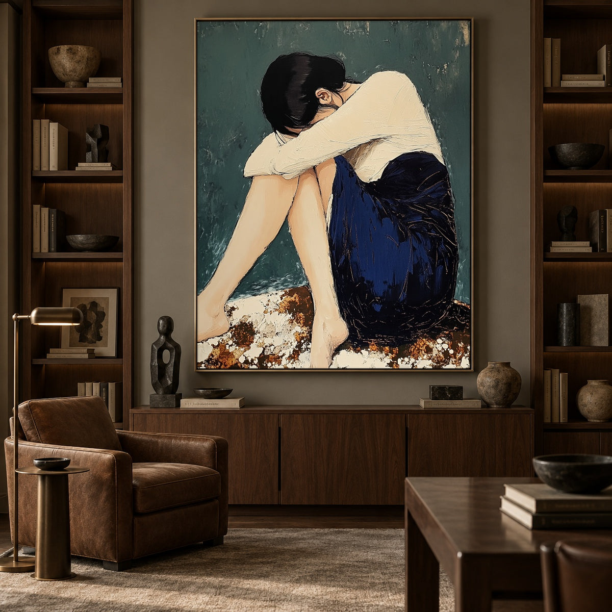 Sheltered in Stillness - interior setting 5 - expressive contemporary art painting