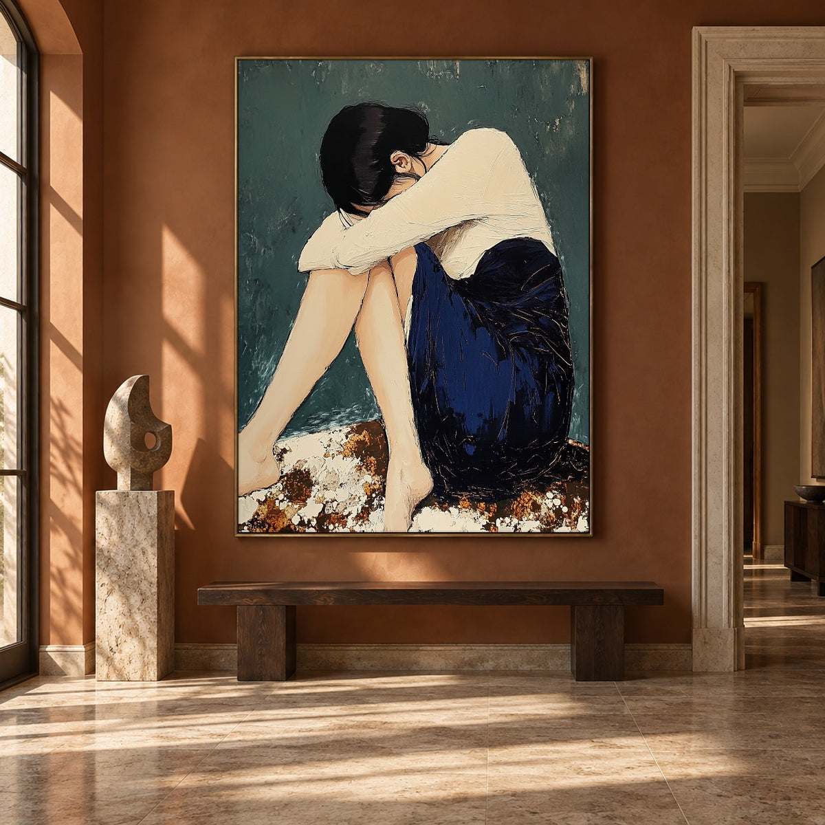 Sheltered in Stillness - interior setting 7 - expressive contemporary art painting