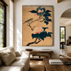 Small Song Camellia Branch - front-view living-room hero - expressive contemporary art painting